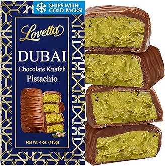 Lovetta Dubai Chocolate Bar Pistachio Knafeh - Luxury Rich Milk Chocolate, Individually Wrapped Fresh, Premium Pistachio Cream Kataifi Filling (1 Pack)