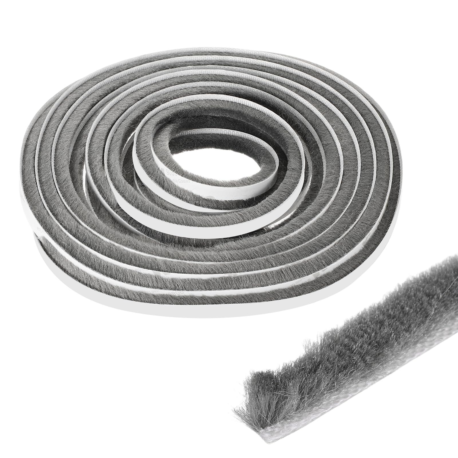 M METERXITY Brush Seal Weather Stripping, 196inch/16.4ft Self Adhesive Seal Strip for Windows Door Windproof/Dustproof/Noise Reduction 0.28x0.31 ch/7x8mm [Grey]