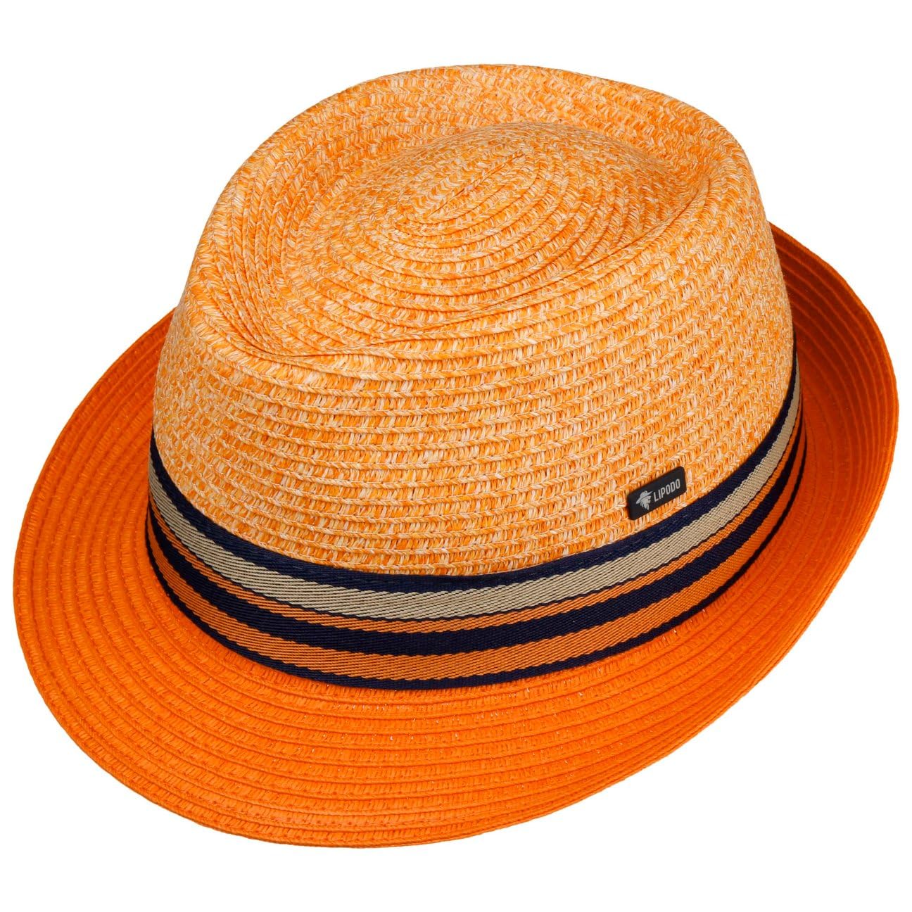 Lipodo Corinaldo Trilby Strohhut Mehrfarbiger Hut Italienischer Sonnenhut mit gestreiftem Ripsband Herren Frühjahr Sommer