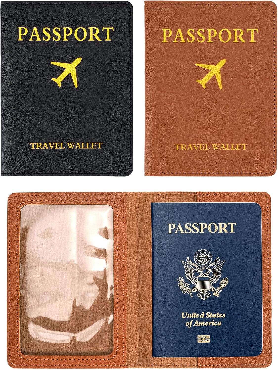 2 Pack Passport covers and Vaccine Card Holder PU Leather Passport Wallet Vaccine Case Protector Slot Travel Passport Wallets for Women & Men (Color 5)