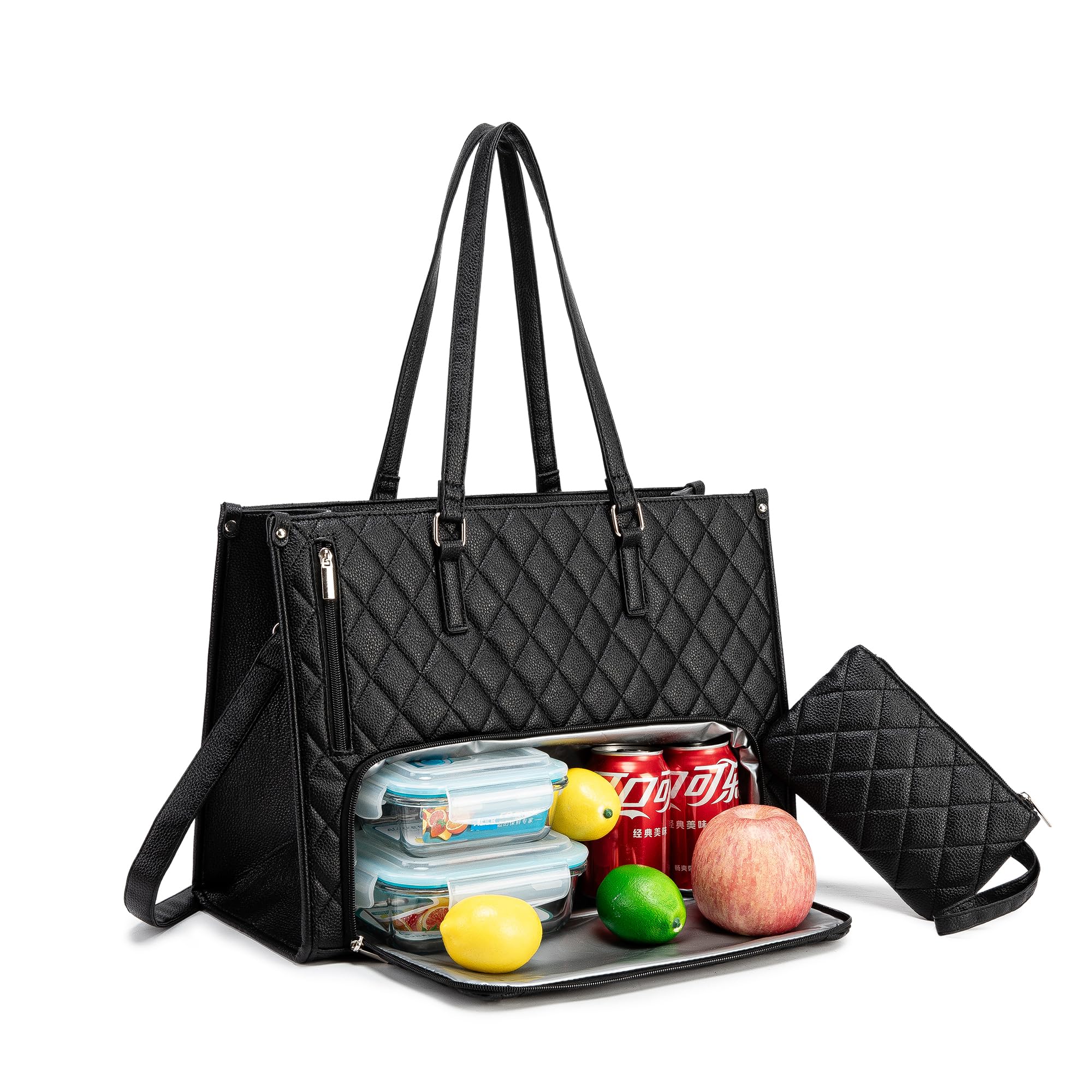 ROYALFAIR Borsa per il pranzo da donna, 2 in 1, con scomparto frigo e borsa da 15,6 pollici, grande borsa da lavoro per ufficio, lavoro e università