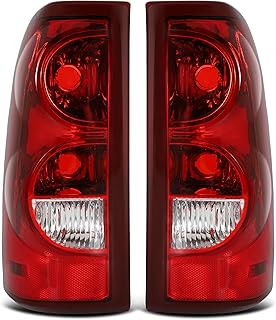 Tail Lights Assembly Fit For 03 04 05 06 Chevy Silverado 2003 Silverado 2004 Silverado 2005 Silverado 2006 Chevy Silverado Rear Brake Lamp Driver And Passenger Side (Red Trim)