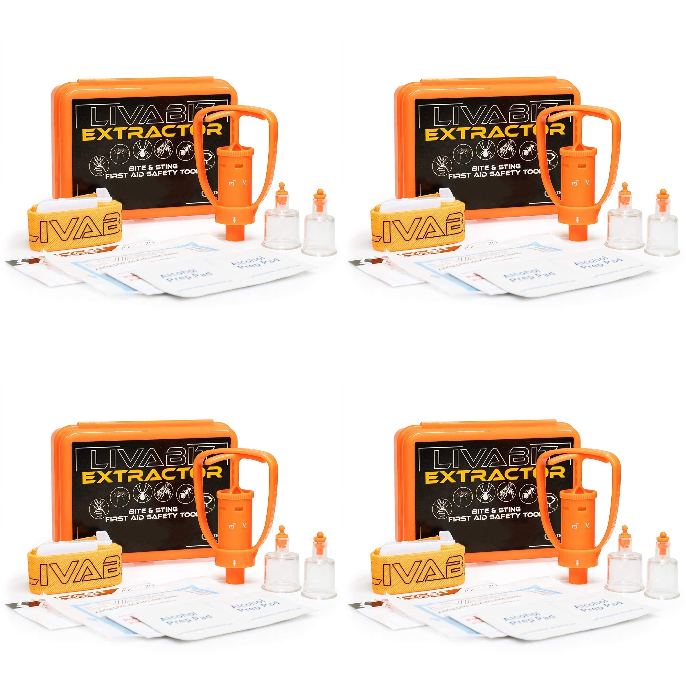 4-Pack First Aid Safety Tool F.A.S.T. Kit Emergency Venom Extractor Snake Bite and Sting Suction Pump for Hiking, Camping, Backpacking, Insect Sting &amp; Snake Bite Treatment