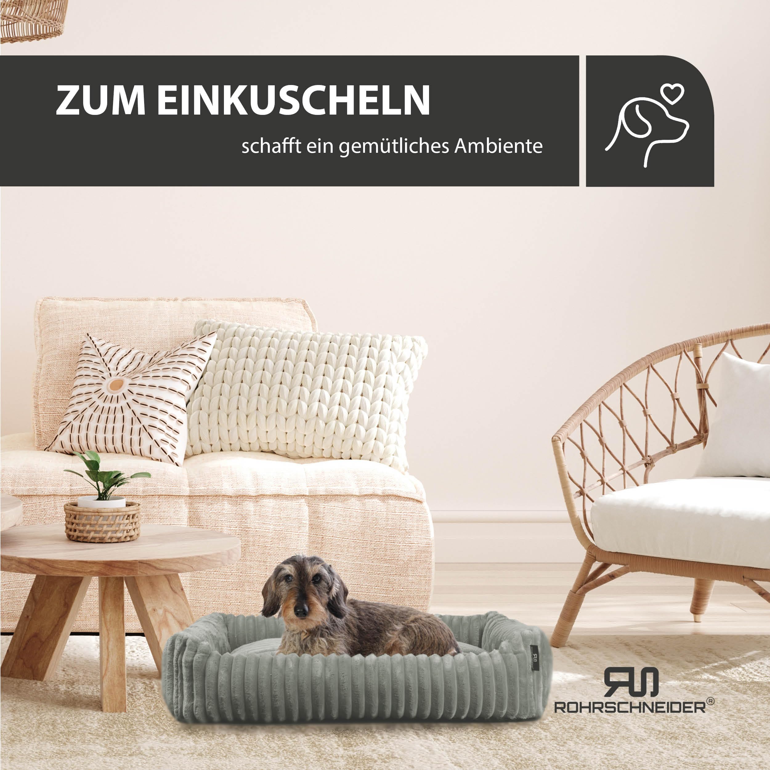 Rohrschneider Kuschelsofa Deluxe, kl. & mittelgr. Hunde/Katzen, grau