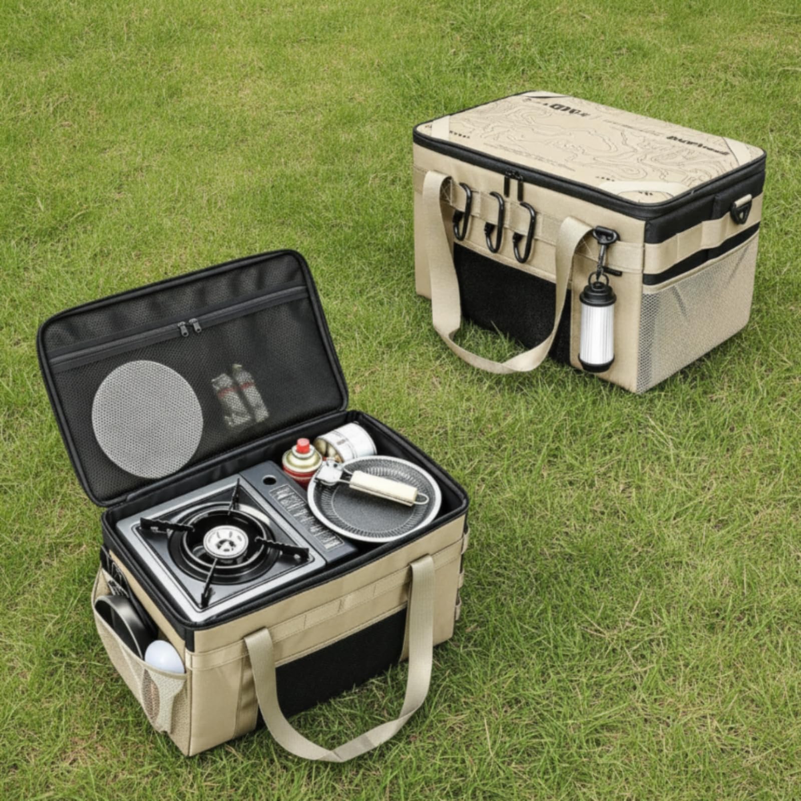Borsa Portaoggetti con Asse in Legno Multitasca Borsa da Esterno con Base Rinforzata Robusta per Viaggiatori, 20L