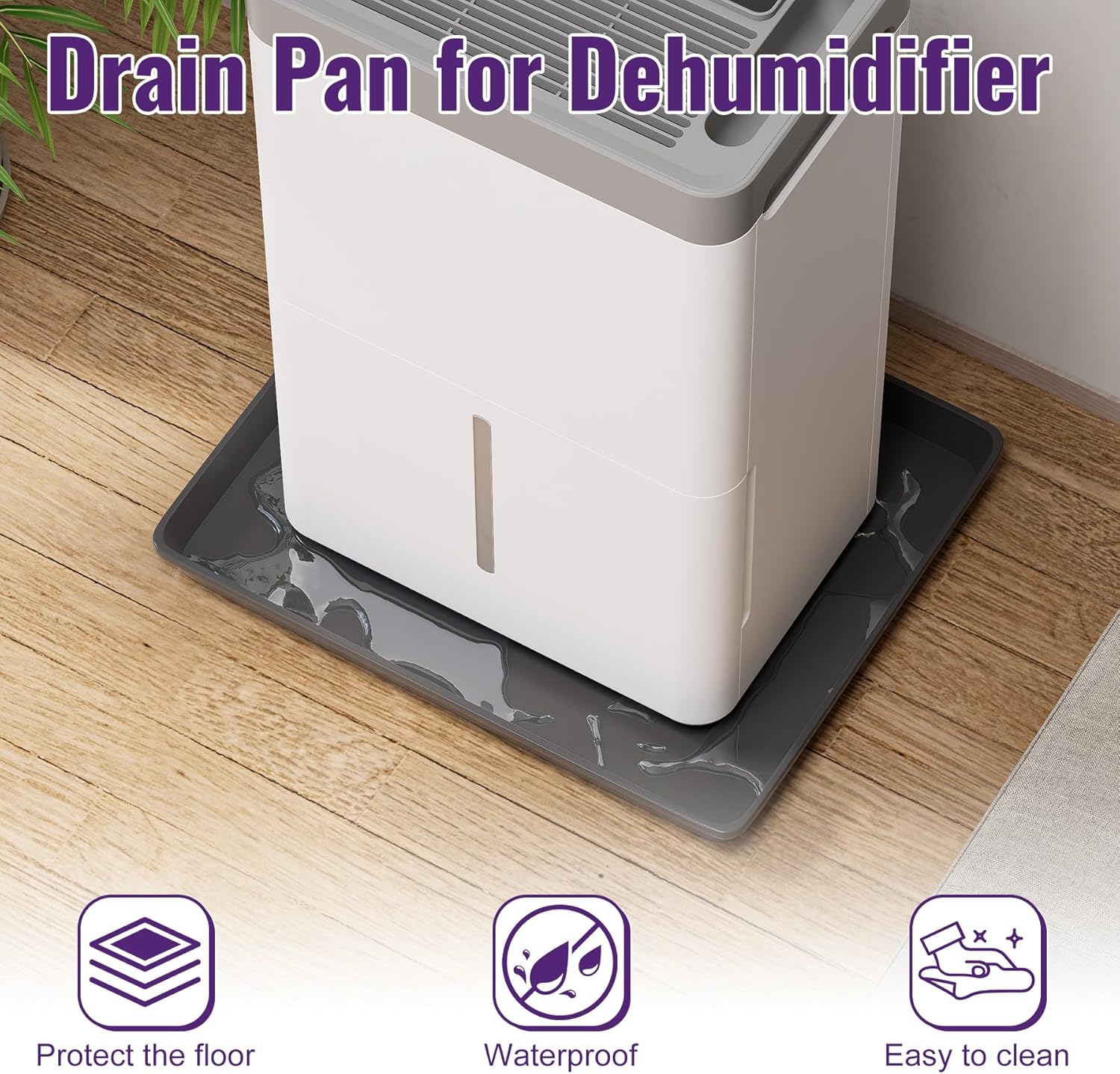 Mxclimate Drain Pan for Dehumidifier,Condensate Water Plastic Drip Tray 12.5 x 17 in Prevent Water Leakage,Floor Protection,Easy to Move Around
