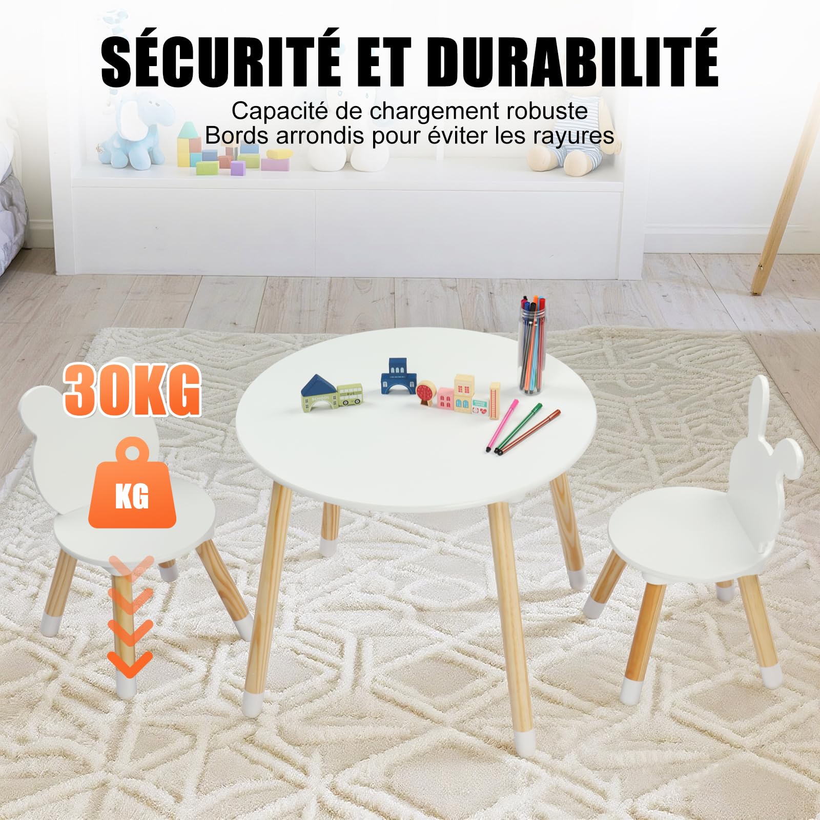LEADZM Table pour Enfant avec Chaise, Table et 2 Chaises pour Enfants en