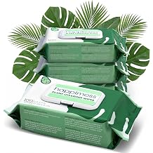 happimess WPE1000A-4SET Plant Cleaning Wipes, Gently Cleans & Shines Houseplant Leaves, Dust Remover with Aloe Vera, Shea Butter & Chamomile, 400 Count Pack of 4