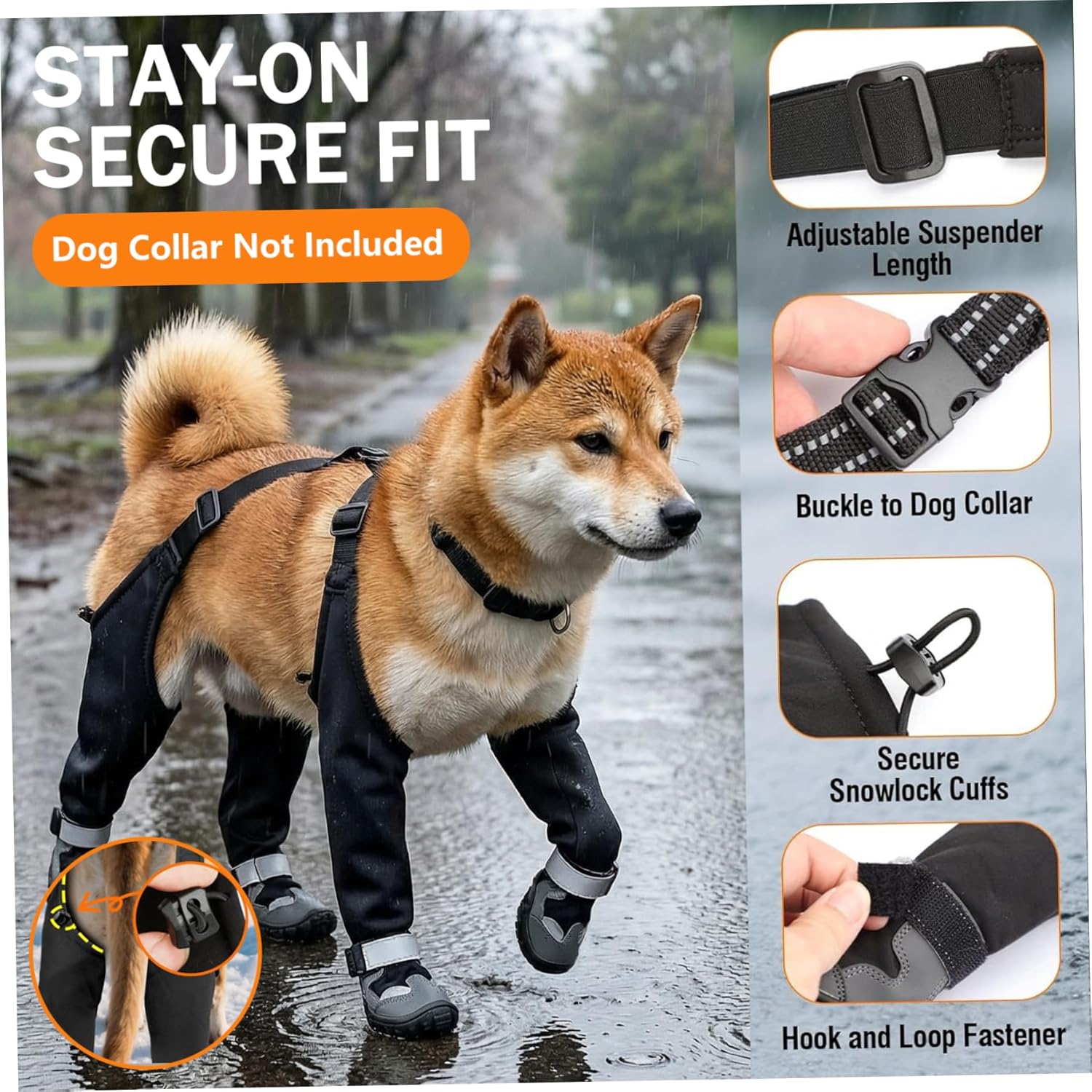 Dog Boots with Suspenders Waterproof Anti Dirt Dog Suspender Boots Anti-Slip Adjustable Pants for Outdoor Walking & Paw Protectors XL