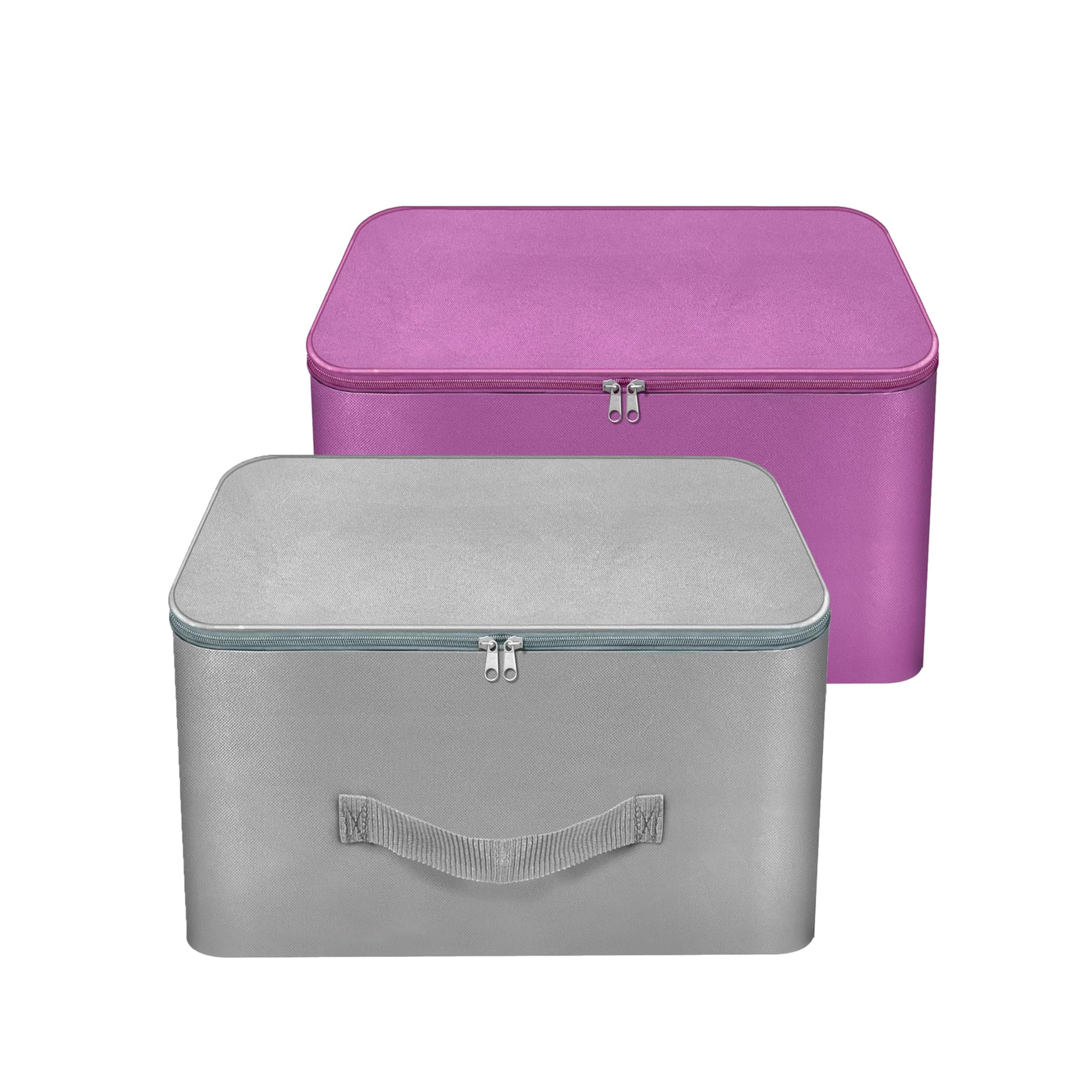 Storite Nylon Combo Wardrobe Bags Underbed Moisture Proof Cloth Storage Organizer, Storage box for Clothes Saree Bags with Zippered Closure & Handle (Grey, 37x35x23 cm) (Purple, 38x33x22 cm) (B0DB8316DW) Amazon Price History, Amazon Price Tracker