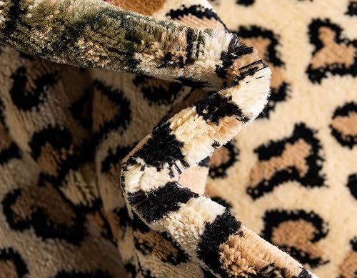 Miniatura 7 de Unique Loom Wildlife Collection - Alfombra inspirada en animales con diseño de bordes de guepardo, 5 x 8 pies, color marfilnegro