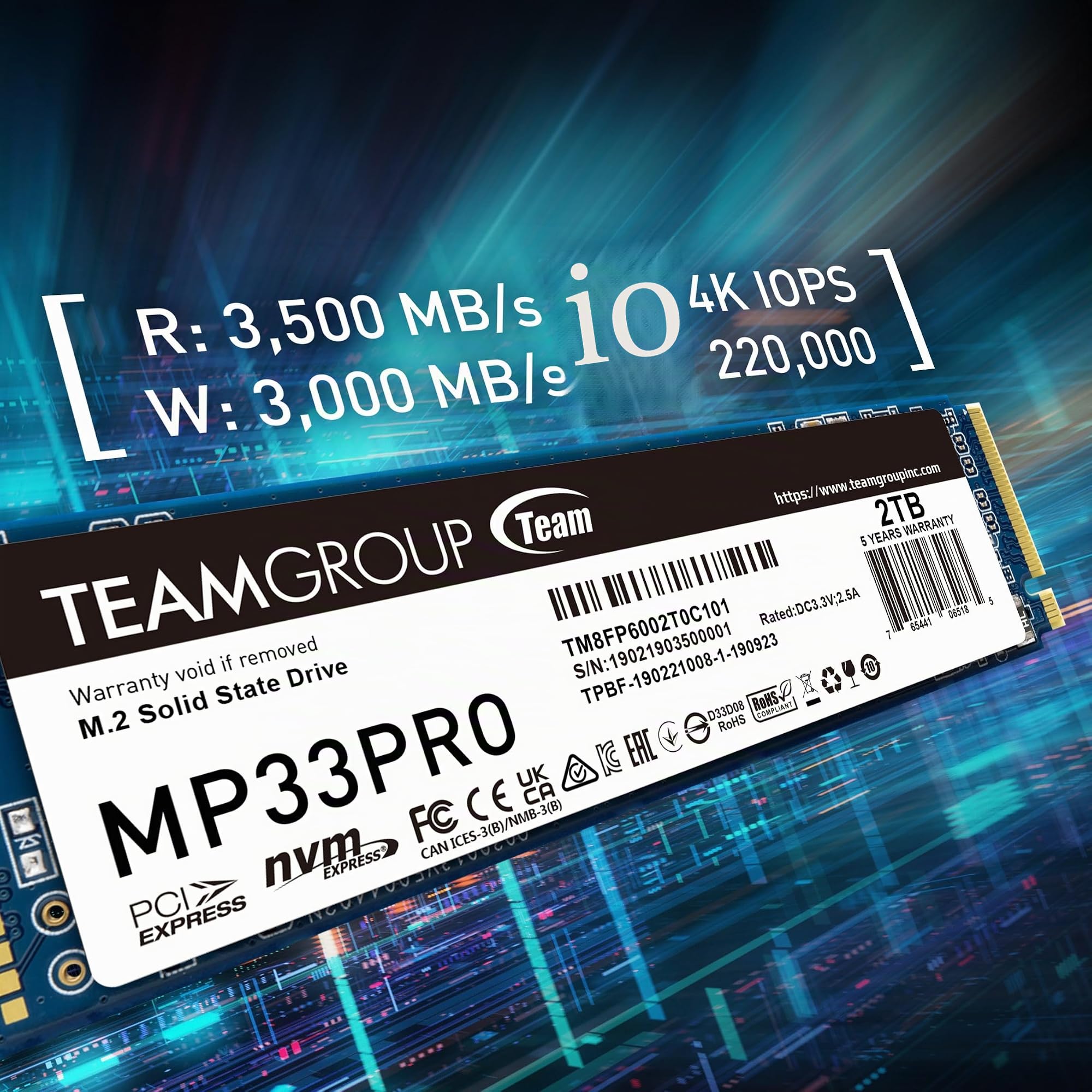 TEAM GROUP MP33 PRO 512GB PCIE GEN3 X4 NVME M.2 SSD 2100/1700 MB/S