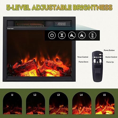 Miniatura 6 de WLIVE Soporte de TV con chimenea para TV de 65 pulgadas, centro de entretenimiento con chimenea eléctrica de llama realista 3D, consola de TV con