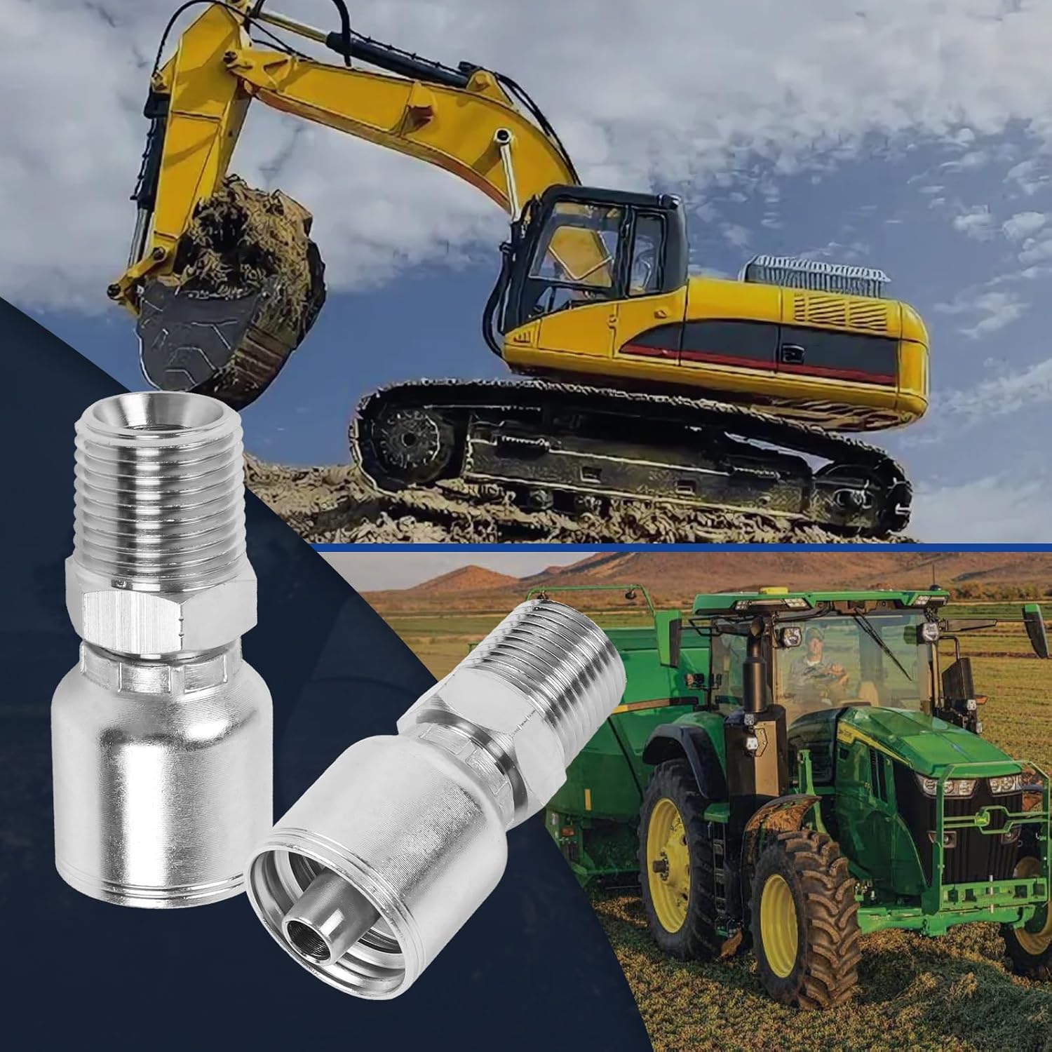 SINOCMP 12 Pack 3/8" Hose x 1/2" NPTF Hydraulic Hose Fittings, Hydraulic Quick Connect Fittings with Protection Cover, JIC Plug and Cap Kit for Hose End Connection, Hydraulic Fittings