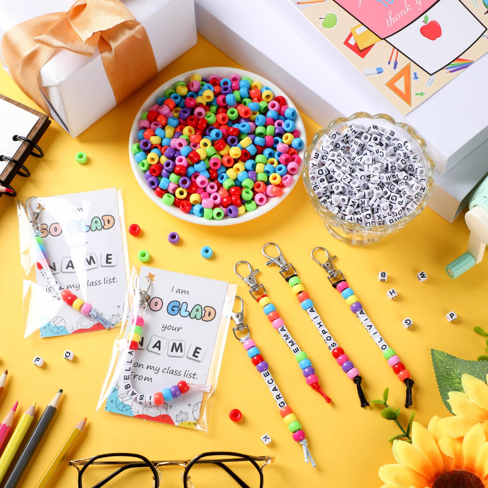 Jewellery Making Kit Kids Acidea 616PCS DIY Bead Keychain Kit, Key ...