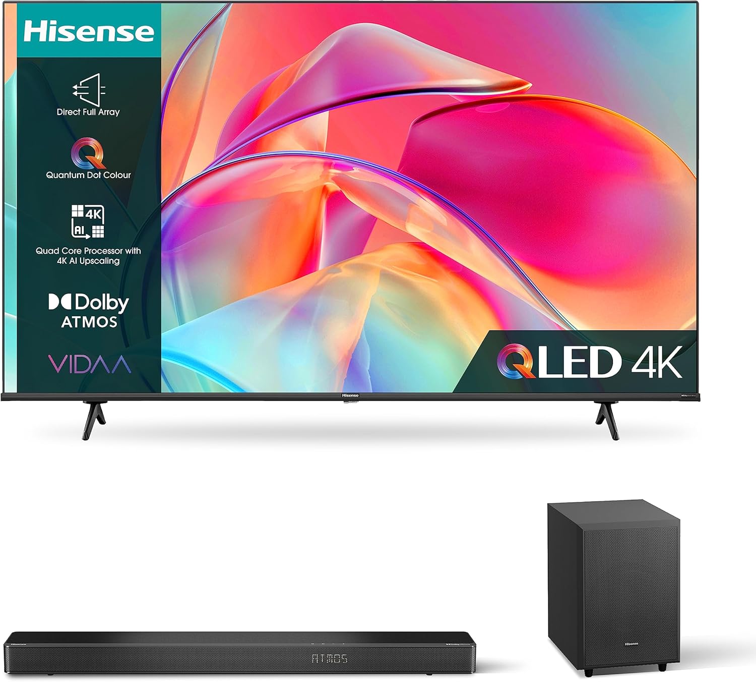 Hisense 4K QLED TV E7K and AX3120G with 3.1.2 Surround Sound and Dolby Atmos&DTS Virtual X Hisense 4K QLED TV E7K and AX3120G with 3.1.2 Surround Sound and Dolby Atmos&DTS Virtual X