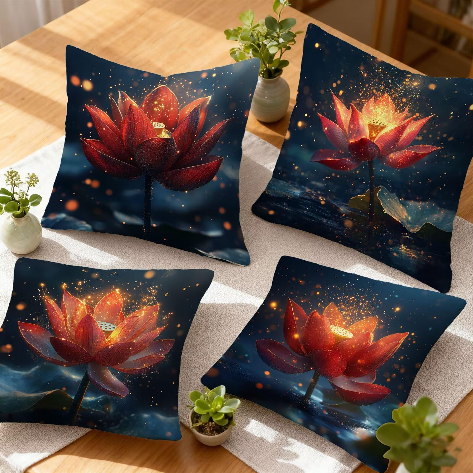 Rose Housse Coussin 60x60 Fleur Taie Oreiller 60x60 Lot de 4 Super Doux Protege Oreiller 60 x 60 Decoration Automne Taie D'oreiller Carrées Coussin Canape, pour Maison Chambre Canapé Chaise E - 777