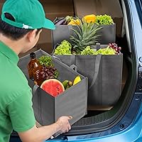 Vista 2 de Hillban Paquete de 30 bolsas de comestibles reutilizables a granel resistentes grandes bolsas de compras lavables plegables con asas