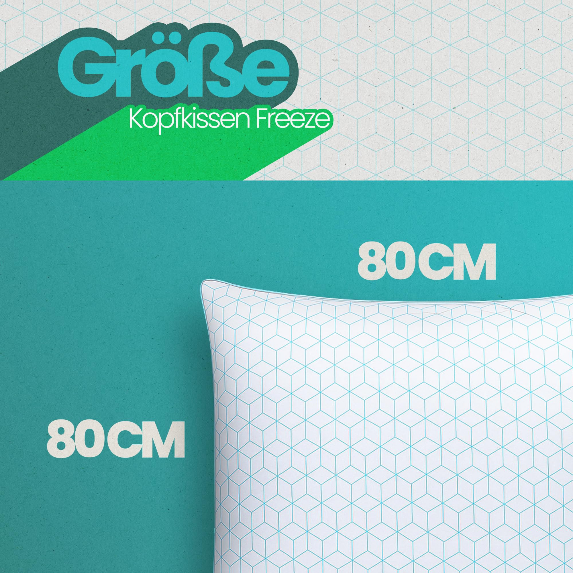 Bestlivings Kopfkissen Freeze Größe 80 x 80 cm, Kühlendes Kissen Oeko-TEX, Atmungsaktiv mit Kühl Effekt, Allergikerfreundlicher Baumwollbezug