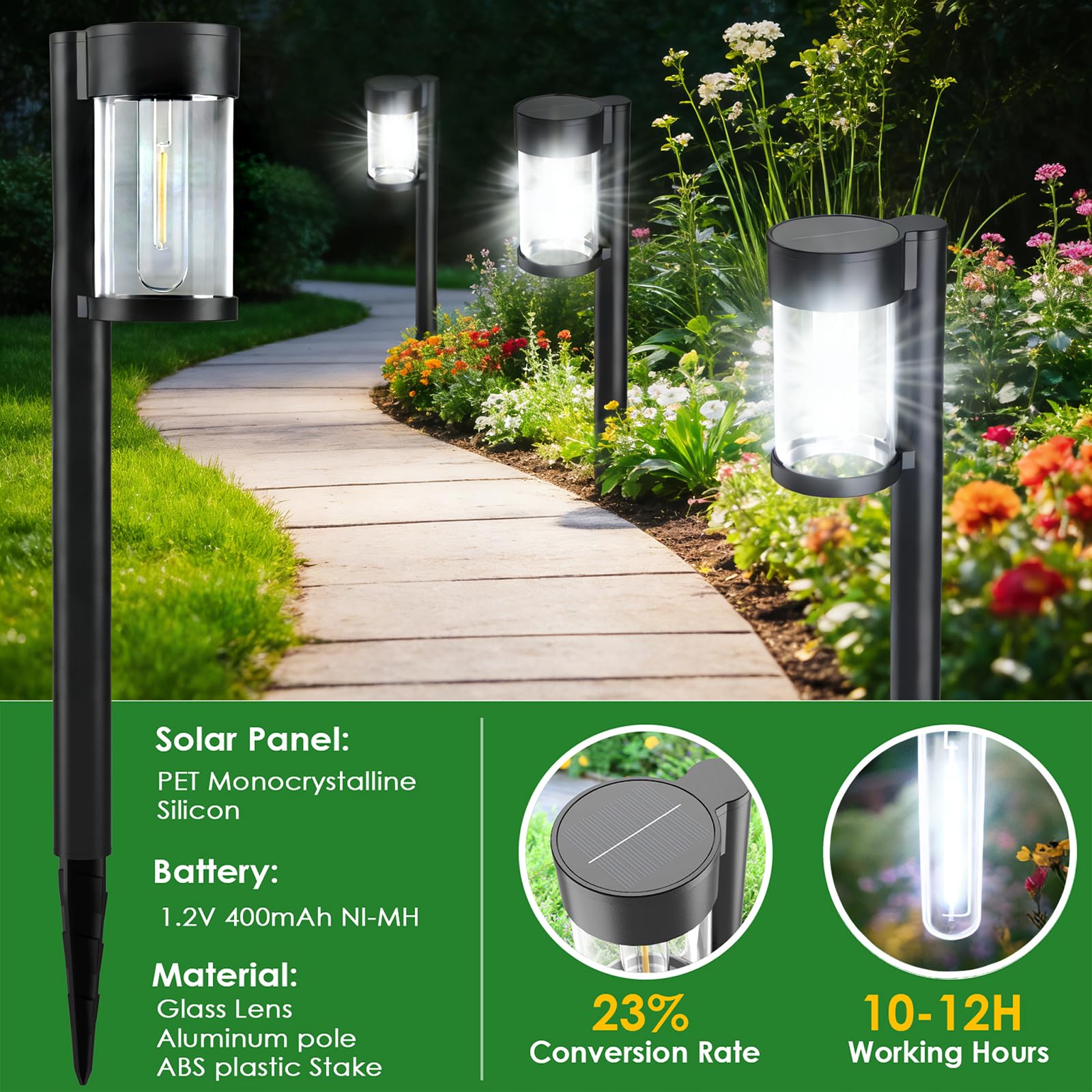 Mancra Solarleuchten für den Außenbereich, wasserdicht, kaltweiß, 10 Stück