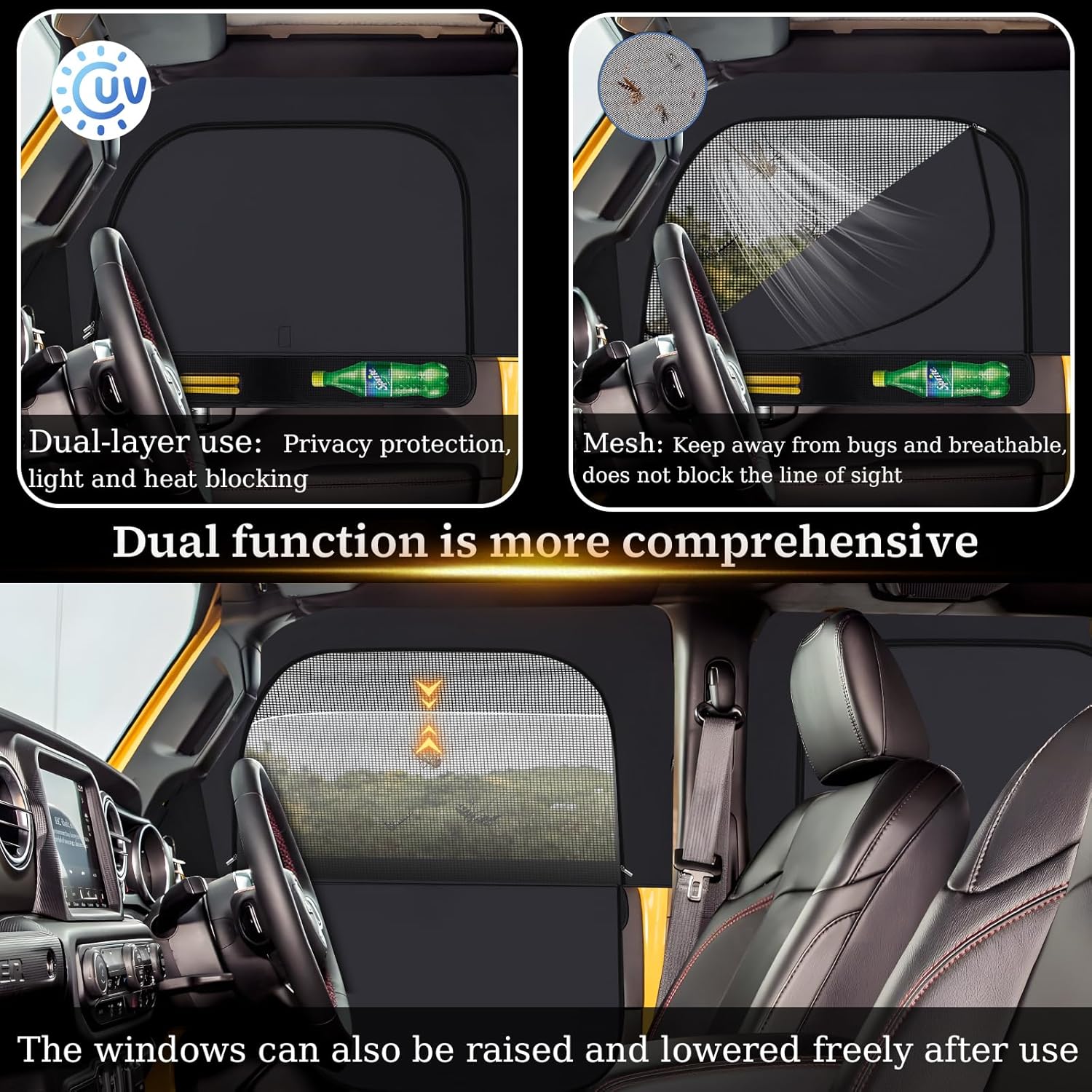 XCBYT 2023-2024 Honda CRV Sunshade Dual Purpose Car Window Covers with Breathable Mesh Insulate Heat 99% Sun UV Blackout Keeps Cool Privacy Curtains for Breastfeeding, Napping, Dressing, Camping