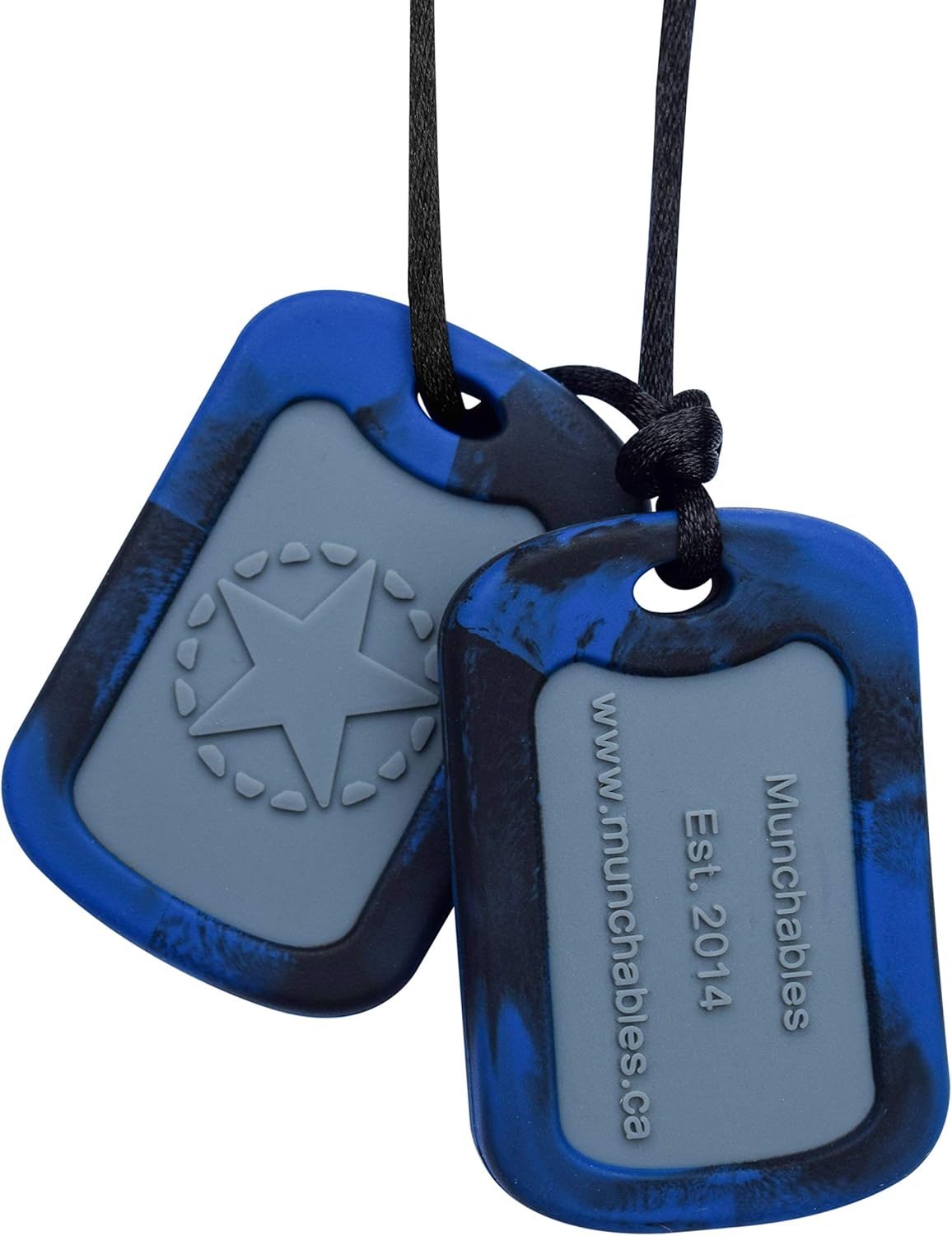 Munchables Military Dog Tags Sensory Chew Necklace (Navy) : Health & Household