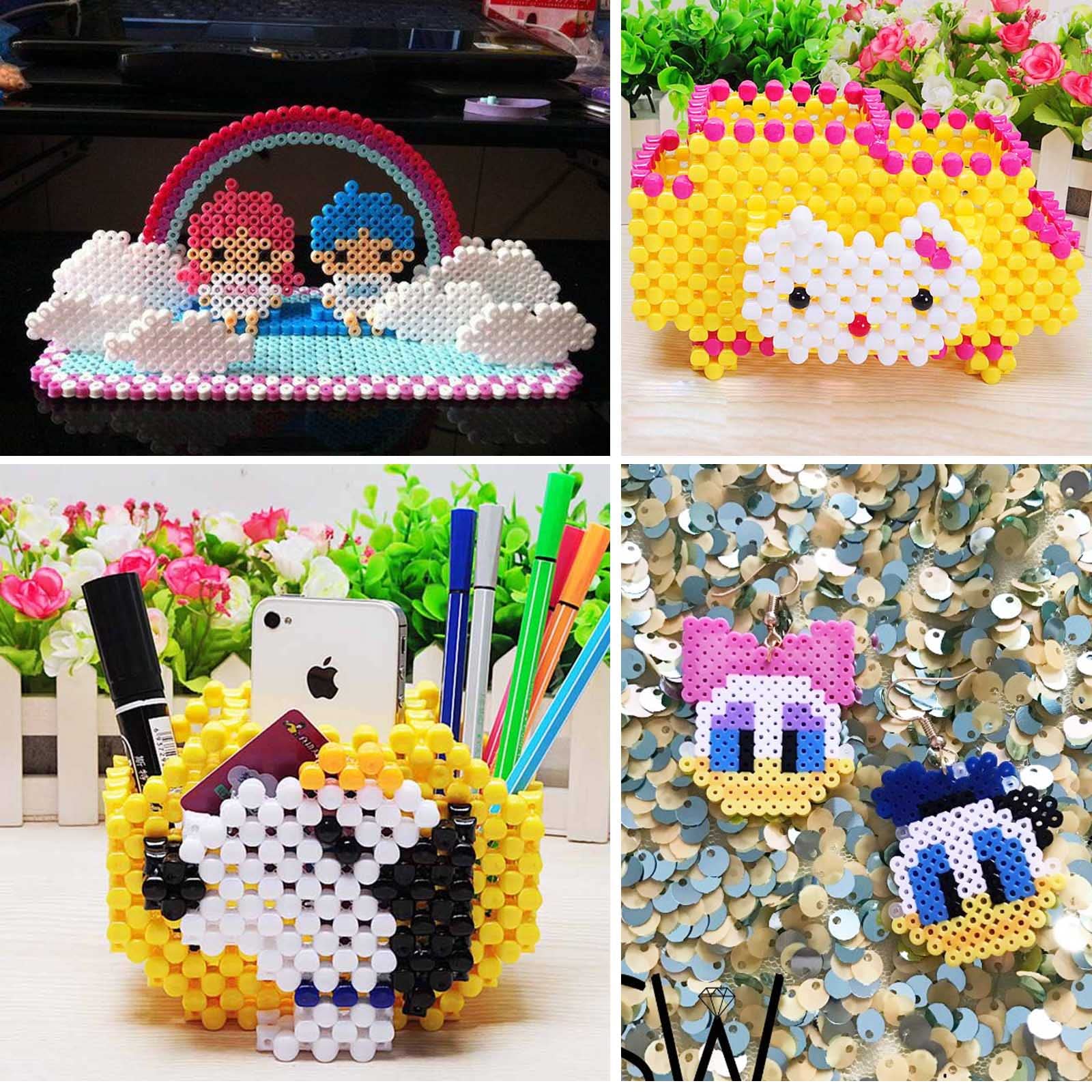 12 szt. mini tablic perler, plastikowe kwadratowe deski 2,6 mm, duże, przezroczyste pegboardy do mini koralików bezpiecznikowych 2,6 mm, koraliki rzemieślnicze, 12 x 14 cm
