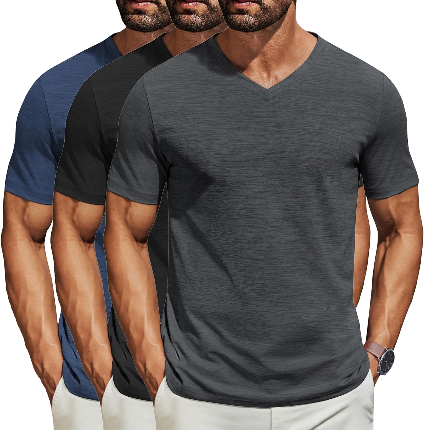COOFANDY Men's T Shirts Short Sleeve Classic V Neck T-Shirt Casual Summer Basic Tee Shirt