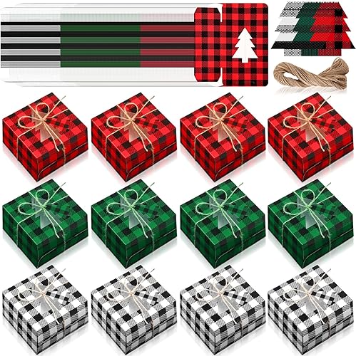 Zhanmai 300 cajas de panadería de Navidad con ventana, cajas de galletas de Navidad para embalaje, cupcakes, dulces, decoración de fiesta, 5.12 x