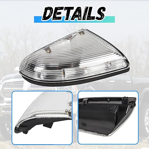 Miniatura 6 de ECOTRIC Luz de señal de giro para espejo izquierdo compatible con Dodge Ram 1500 2009-2013 y 2010-2013 2500 LH del lado del conductor del lado del