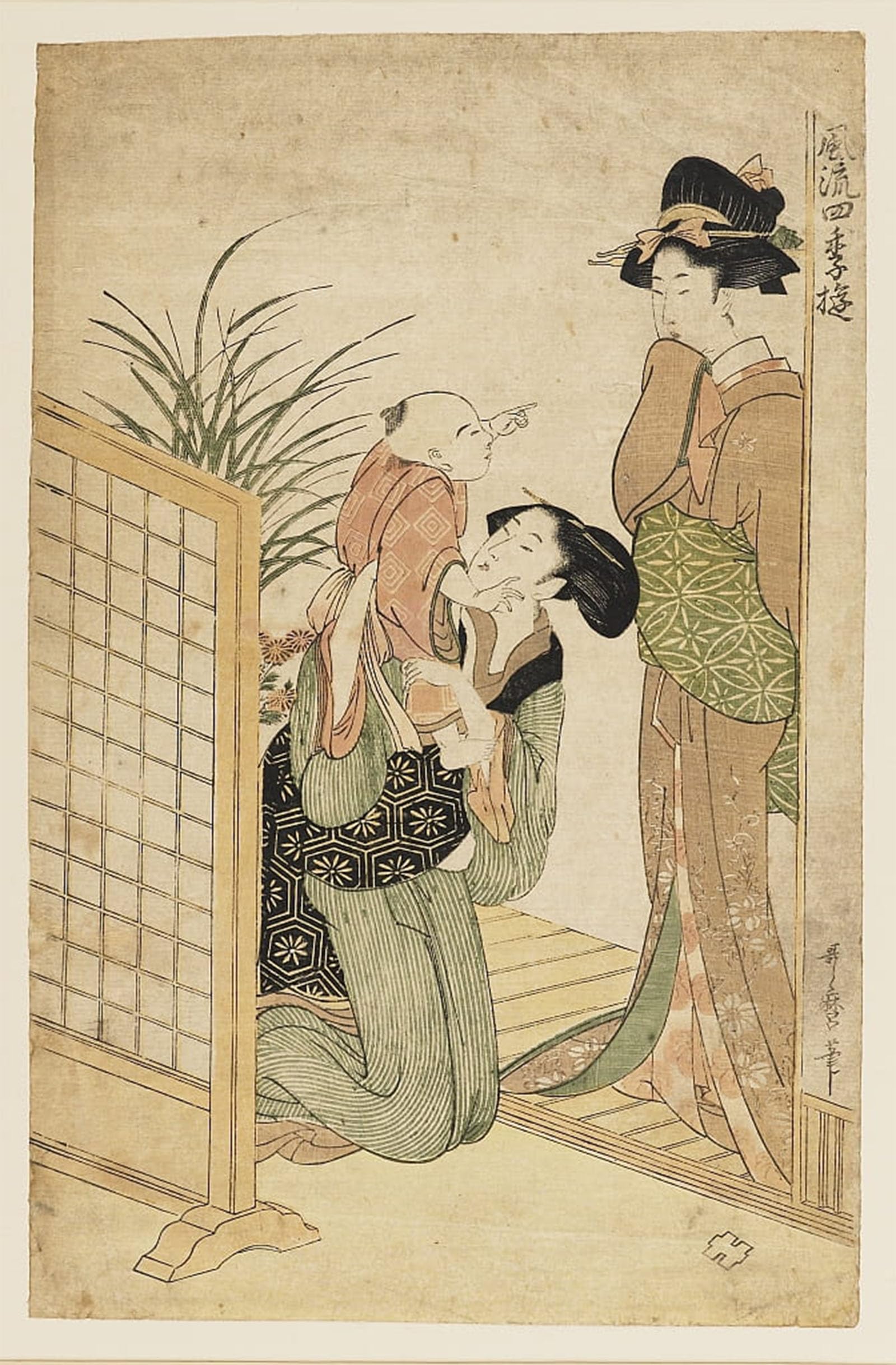 ARTXLXXBN Famous Painting Art Wall Decor Abstract Art Picture a Young Girl Offering Tea to Another Woman by Kitagawa Utamaro Animal Pictures for Home Decor 60x90cm
