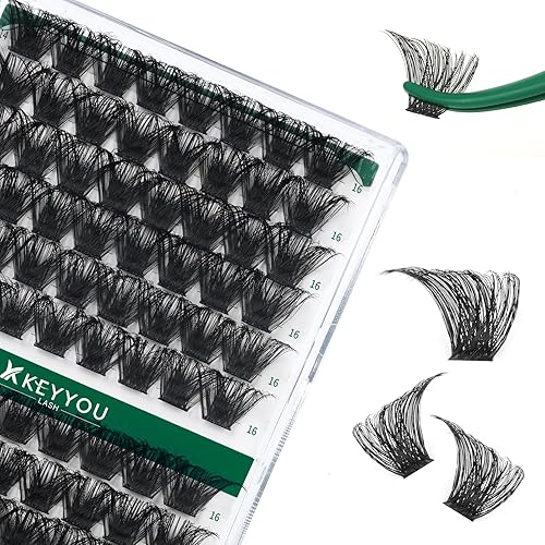 Miniatura 115 de Kit de racimos de pestañas KEYYOU Natural Wispy Kit de extensión de pestañas DIY 144 piezas Extensiones de pestañas en racimo con cepillo de rímel