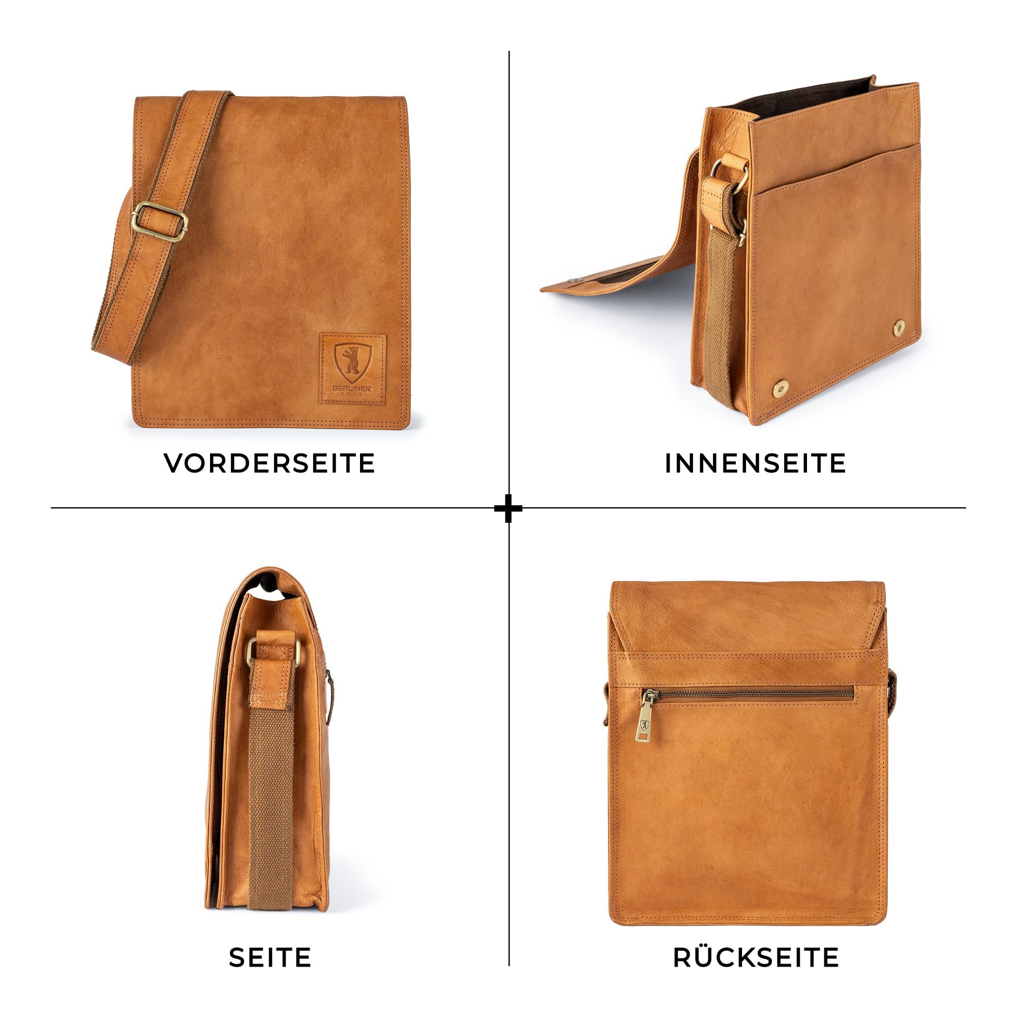 Berliner Bags Umhängetasche Konrad Vintage aus Leder für Herren - Braun