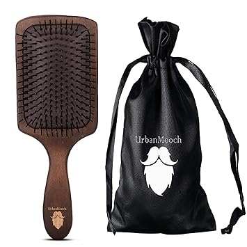 UrbanMooch Wooden Hair Brush With Nylon Bristles for Men Paddle Hair Brush for Detangling,Massage and Smoothing-Cushion Detangler Hair Brush for All Hair Types