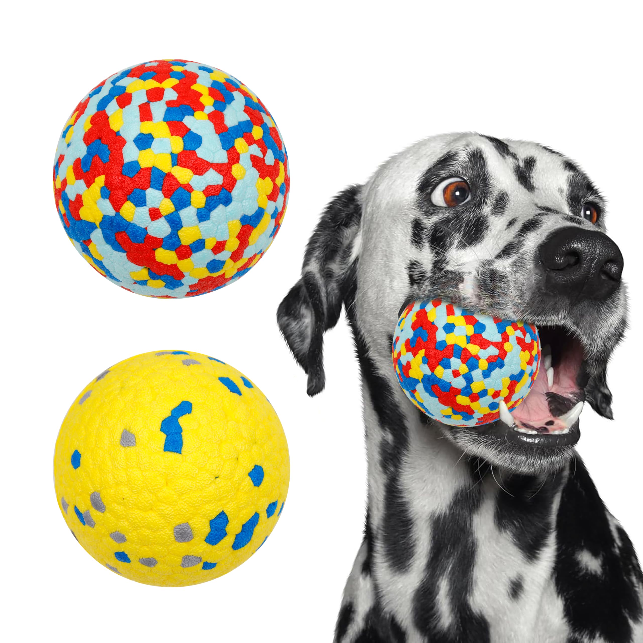 Petbuy 2pack 3''Durable Dog Balls for Aggressive Chewers, Indestructible Bouncy Floating Balls for Training, Catch and Fetch, Durable Solid Tennis