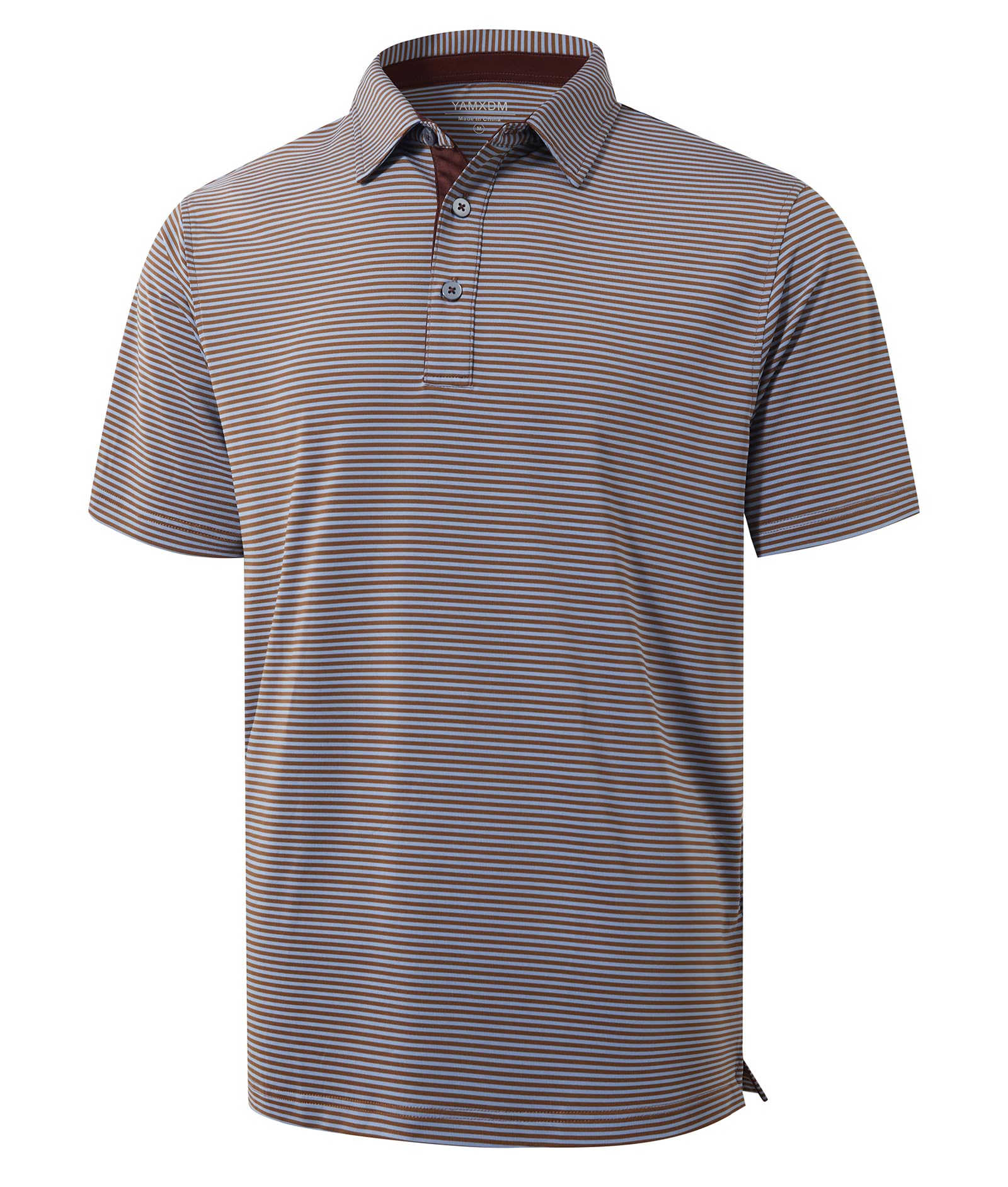 Golf Shirts for Men - Dry Fit Moisture Wicking Short Sleeve Performance Sport Casual Striped Collared Mens Polo Shirt
