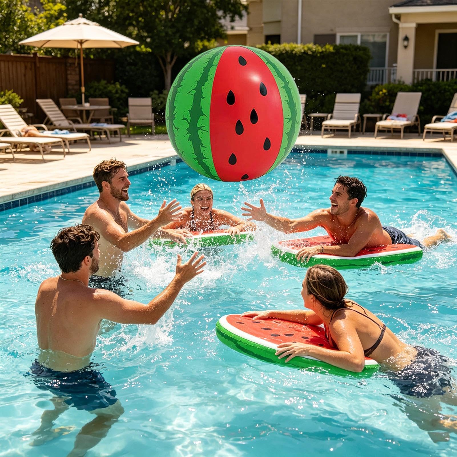 Boule De Piscine Pastèque Gonflable 22 Cm – Vert, PVC Résistant, Idéale Pour Jeux Sous-marins, Plage, été, Enfants Et Adultes