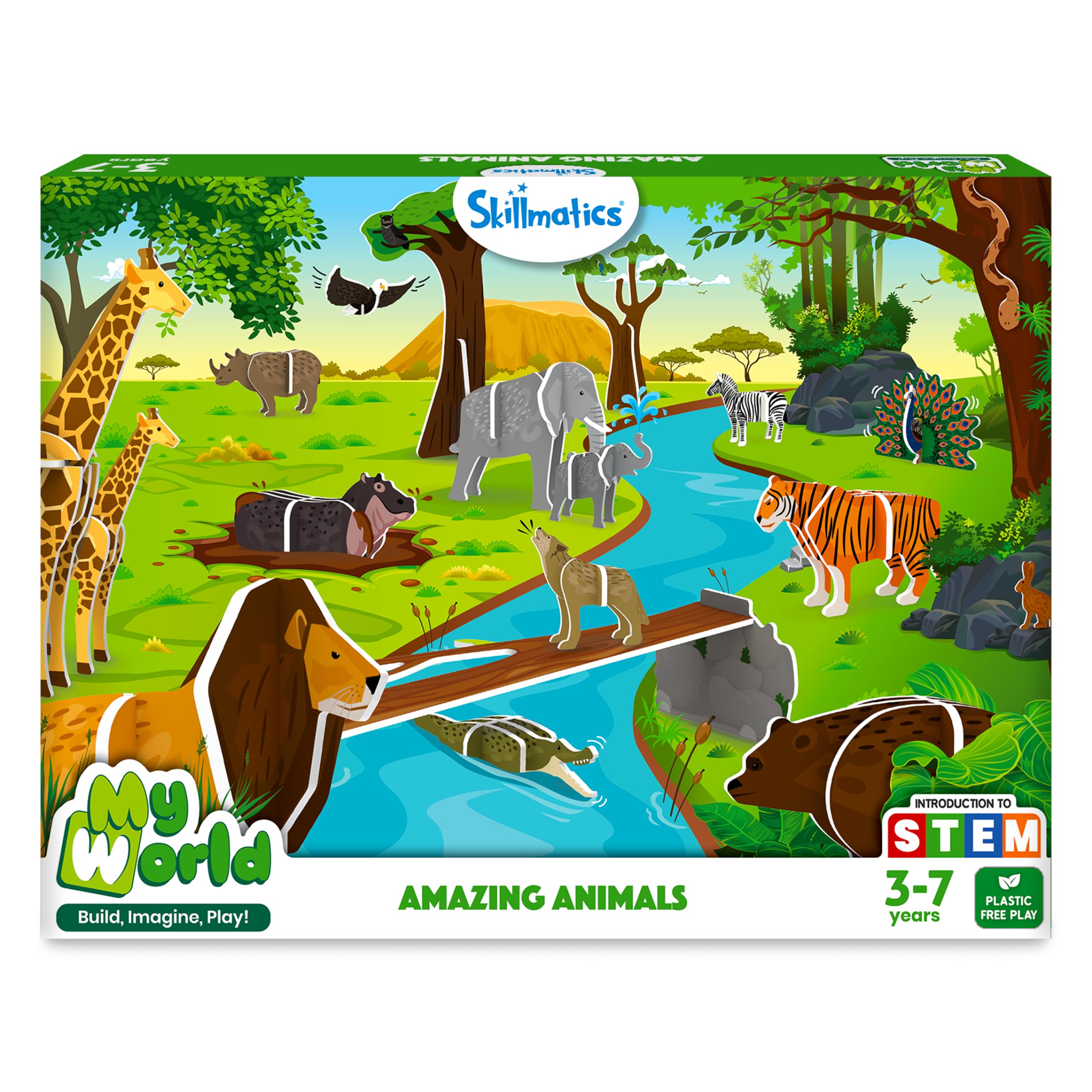 Skillmatics STEM Building Toy – My World Amazing Animals | Gifts for Kids Ages 3–7, Fun Learning & Educational Playset for Preschool Kids-image-48