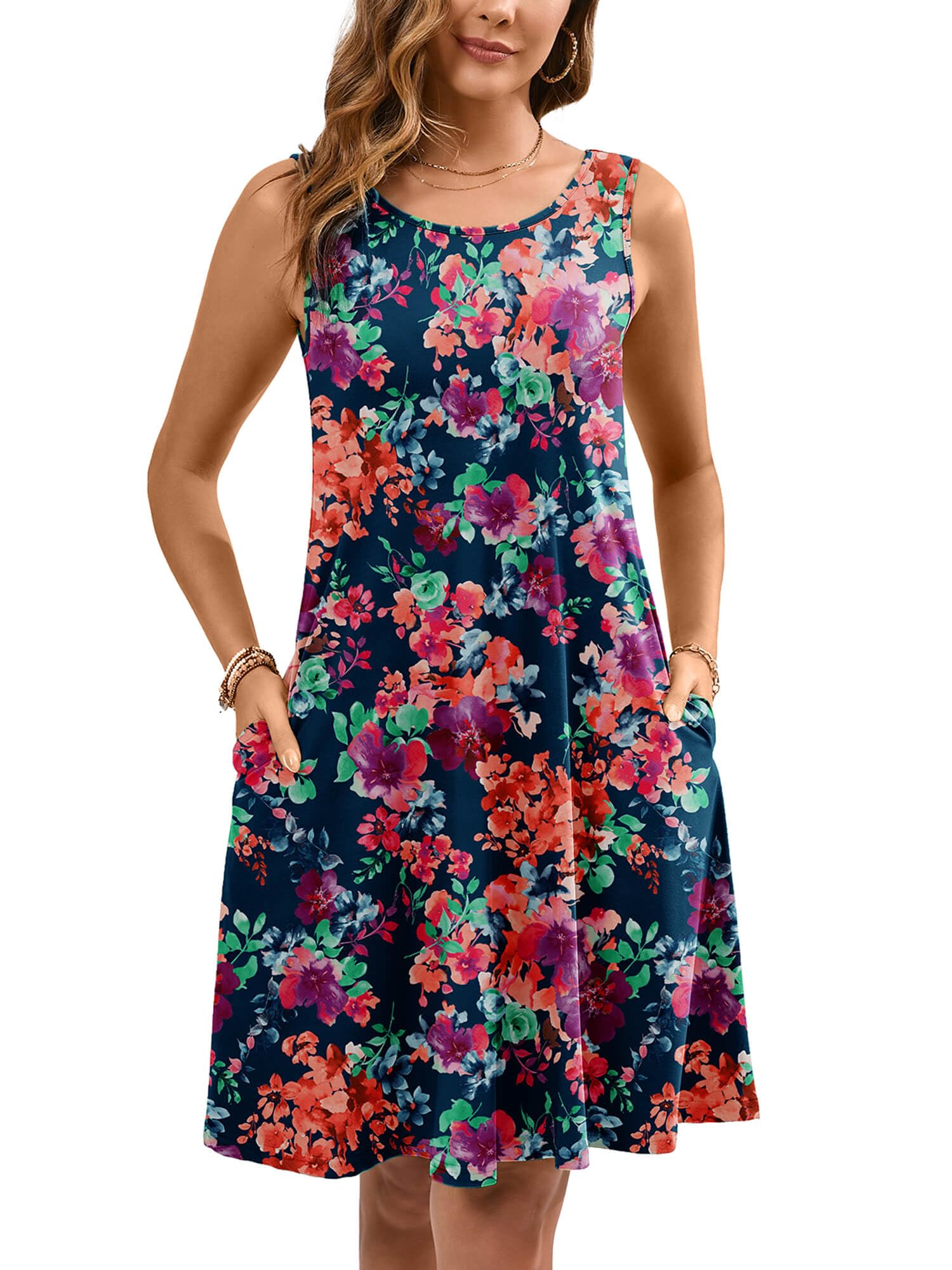 Heymoments Women Sleeveless Summer Beach Dresses with Pockets