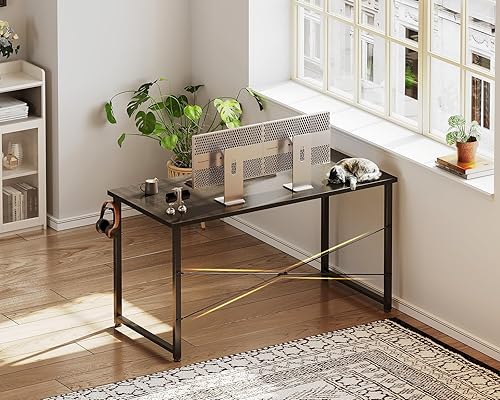 Miniatura 6 de Casaottima Escritorio pequeño de computadora de 48 pulgadas para oficina en casa, mesa de estudio para espacios pequeños, escritorio simple y