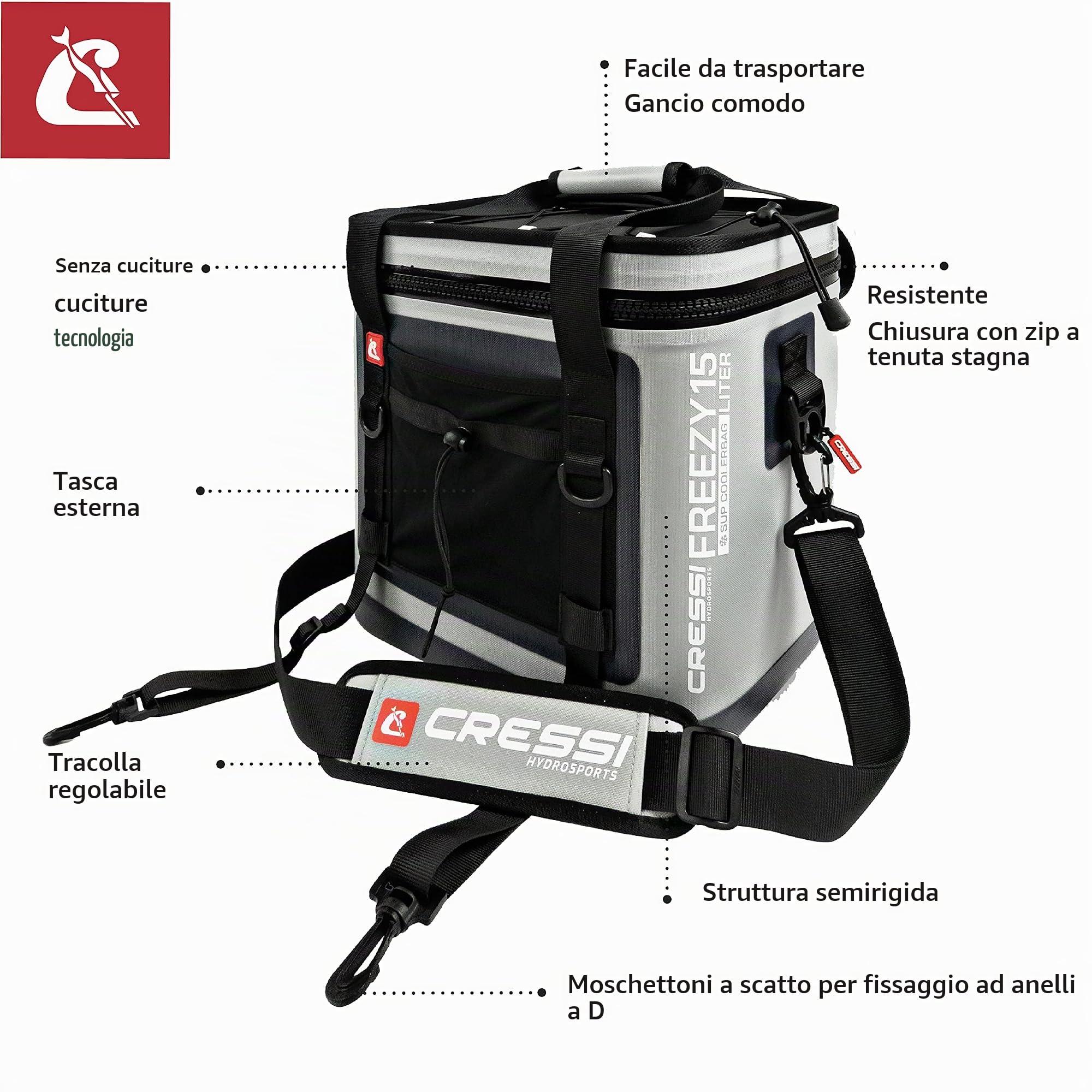 FREEZY SUP DRY COOLERBAG GREY 15 L