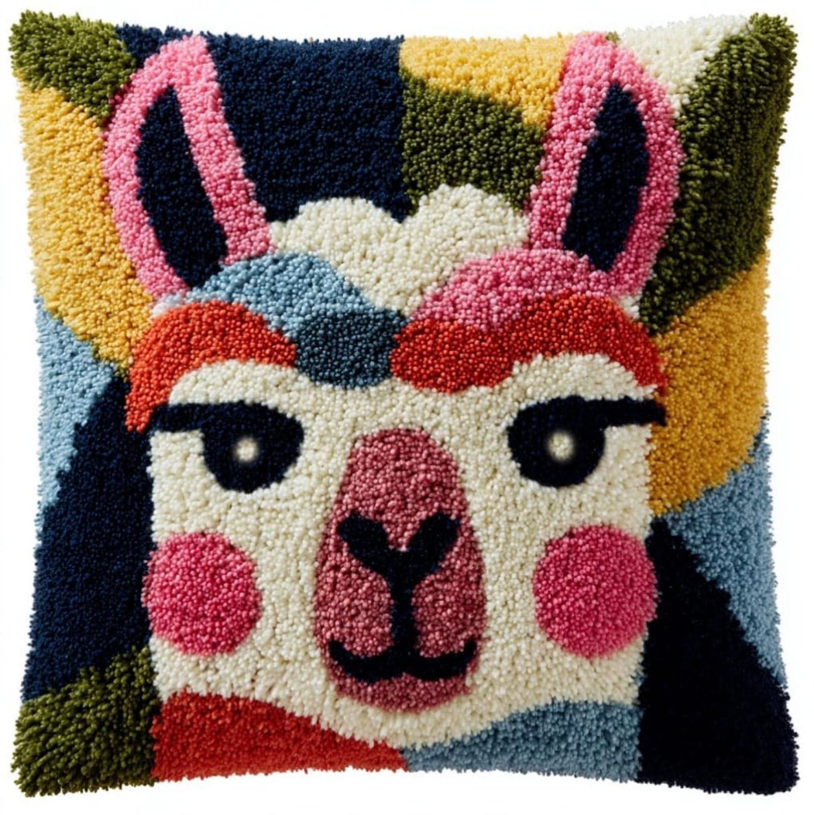 WallustrioaW Latch Hook Cushion Kit Pre Printed,Colorful Animal Alpaca