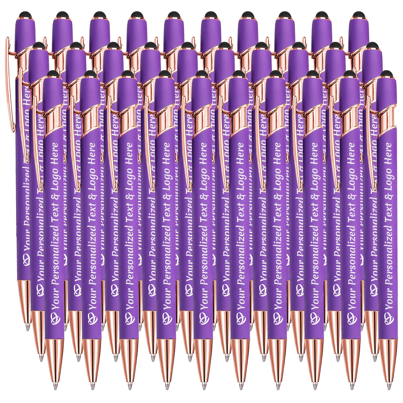 STREADVE Personalised Pen Add Your Own Logo Name Pens 30 Engraved Customised Ballpoint Pen Writing Stylus Pen Custom Bridal Shower Birthday Women Gift Unique Present, Purple — image 1