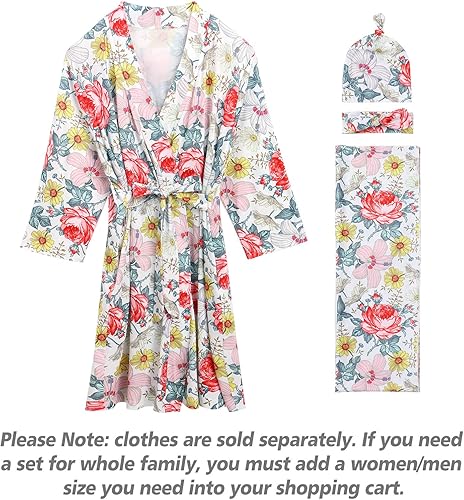 Miniatura 2 de AWIBMK Mom and Me Robe and Swaddle Set and T-Shirt Hospital Labor Delivery Swaddling with Headband Hat for Mom Dad Baby