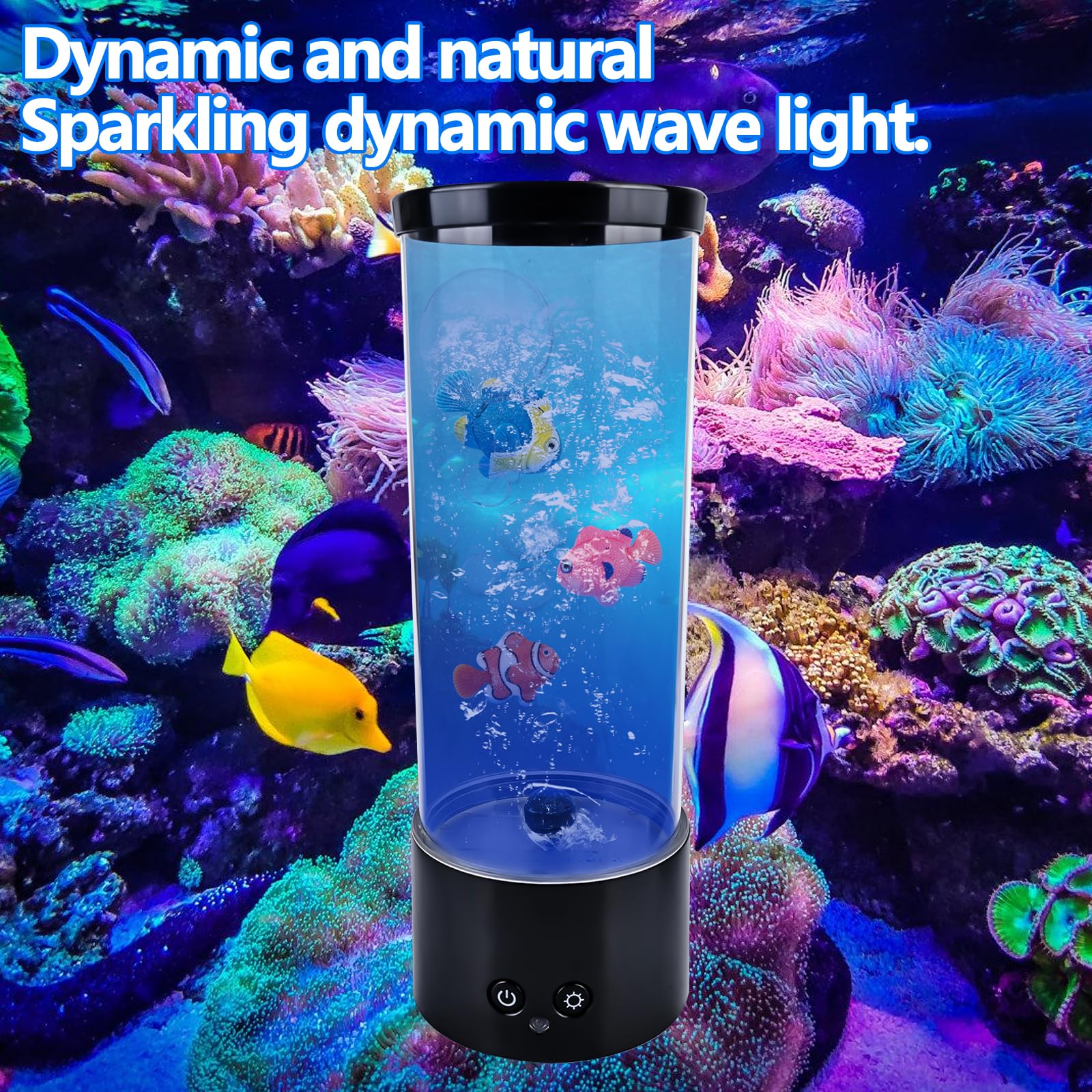 Vegena Lampada Lava Acquario con Pesce, Luce Notturna LED RGB, 16 Colori e 4 Modalità, Telecomando Incluso - Decorazione per Casa, Bambini e Adulti