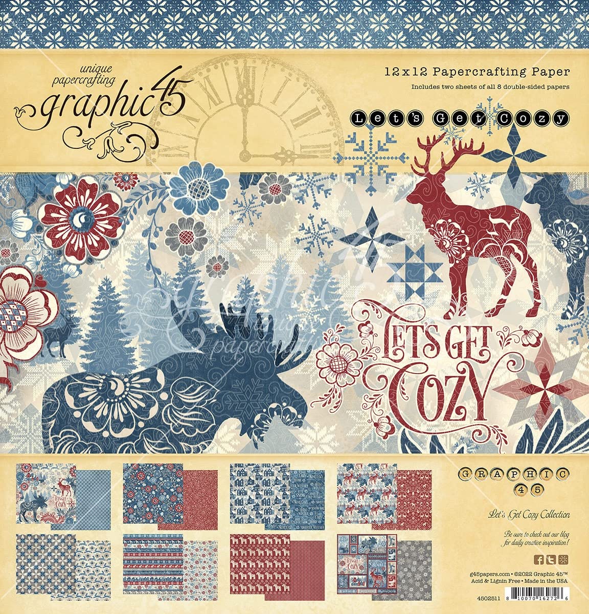 Graphic 45 Collection Pack 12"X12"-Let's Get Cozy, 12 x 12 inch