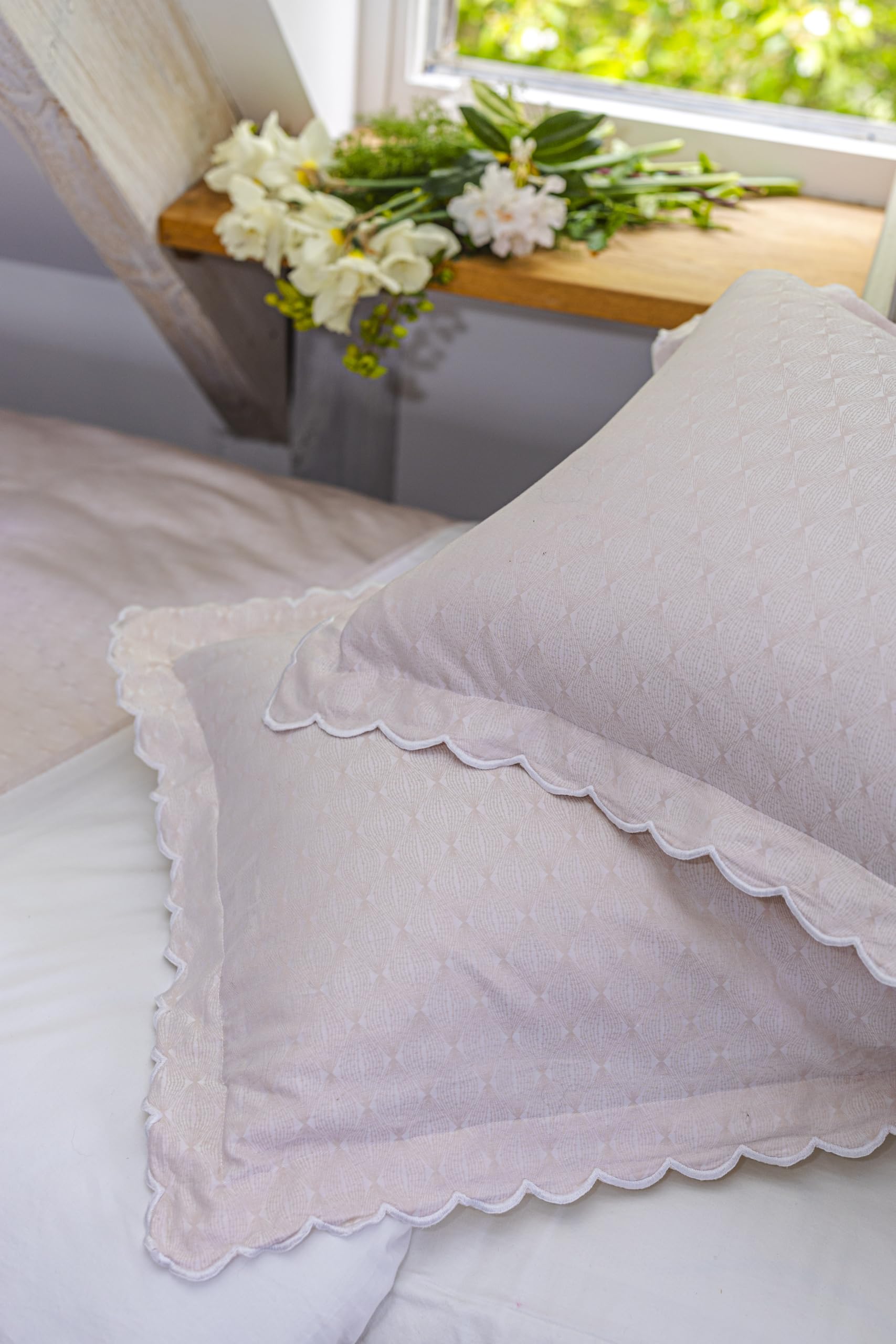 Taie d'oreiller 50x70 jacquard coton contre irritation pour nuit douce