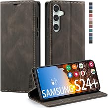 Samsung Galaxy S24+ Plus Wallet Case with [RFID Blocking] Card Holder Kickstand Magnetic,Leather Flip Case Wallet for Samsung Galaxy S24+ Plus 6.8 Inch Coffee