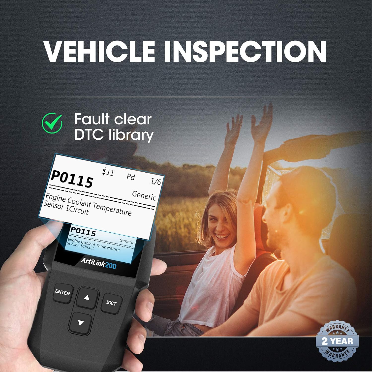 OBD2 Scanner TOPDON AL200 Car Code Reader, Auto Check Engine Light, Read & Erase Fault Codes, I/M Readiness, Freeze Frame, CAN Vehicles Diagnostic Scan Tool for All OBDII Car After 1996