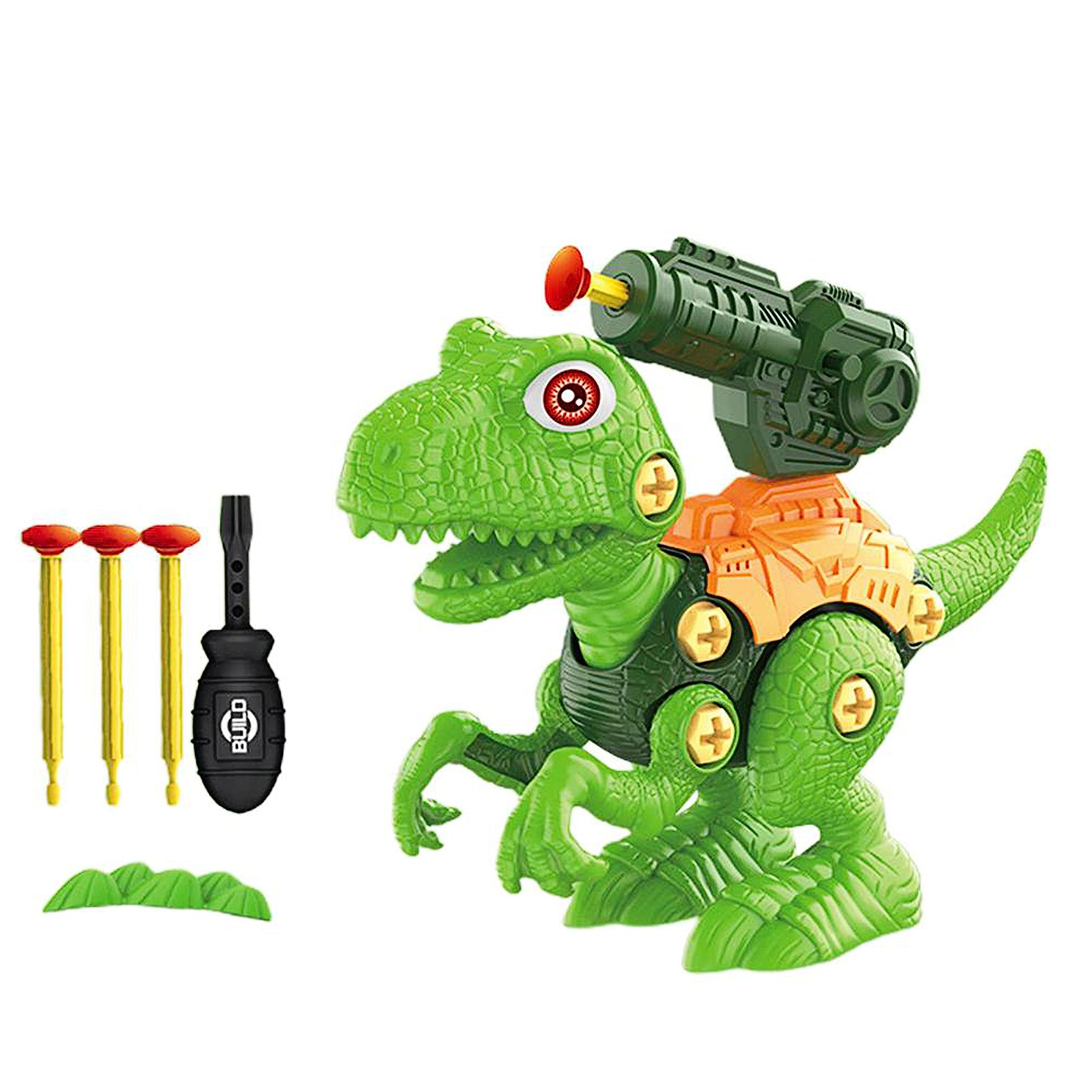 Build Your Own Dinosaur Toys - 30 Pcs, Dinosaur Building Set With Shooting Launcher, Green